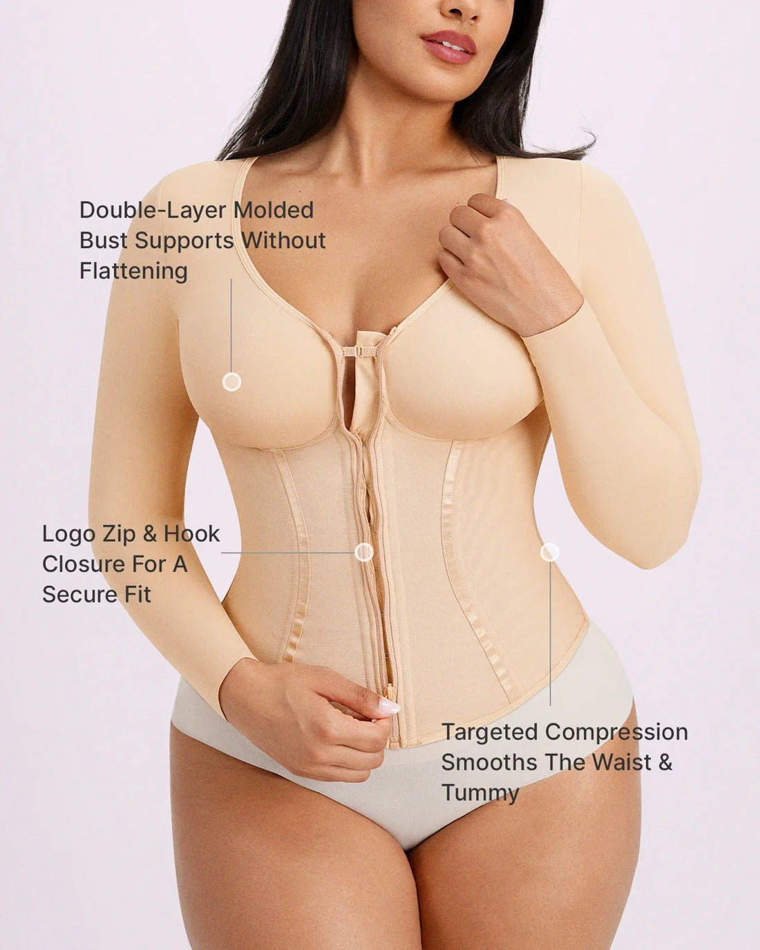 Tummy Control Corset Top - Beige