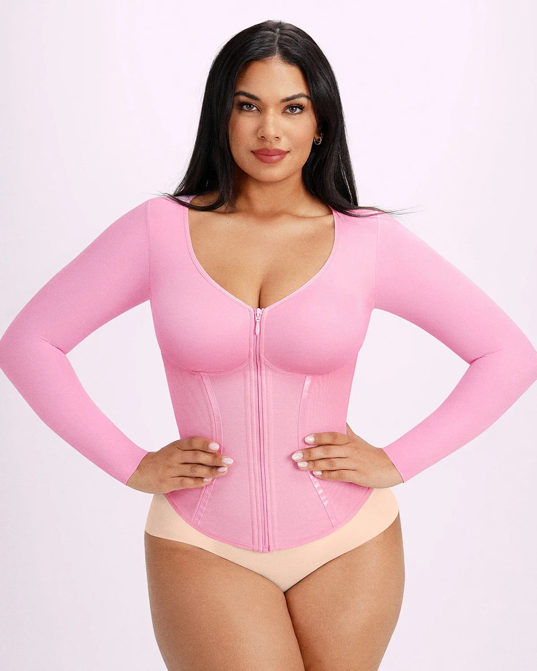 Tummy Control Corset Top - Lavender Pink