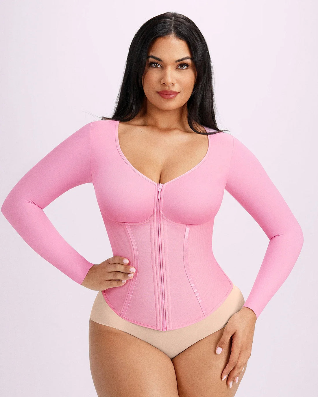 Tummy Control Corset Top - Lavender Pink