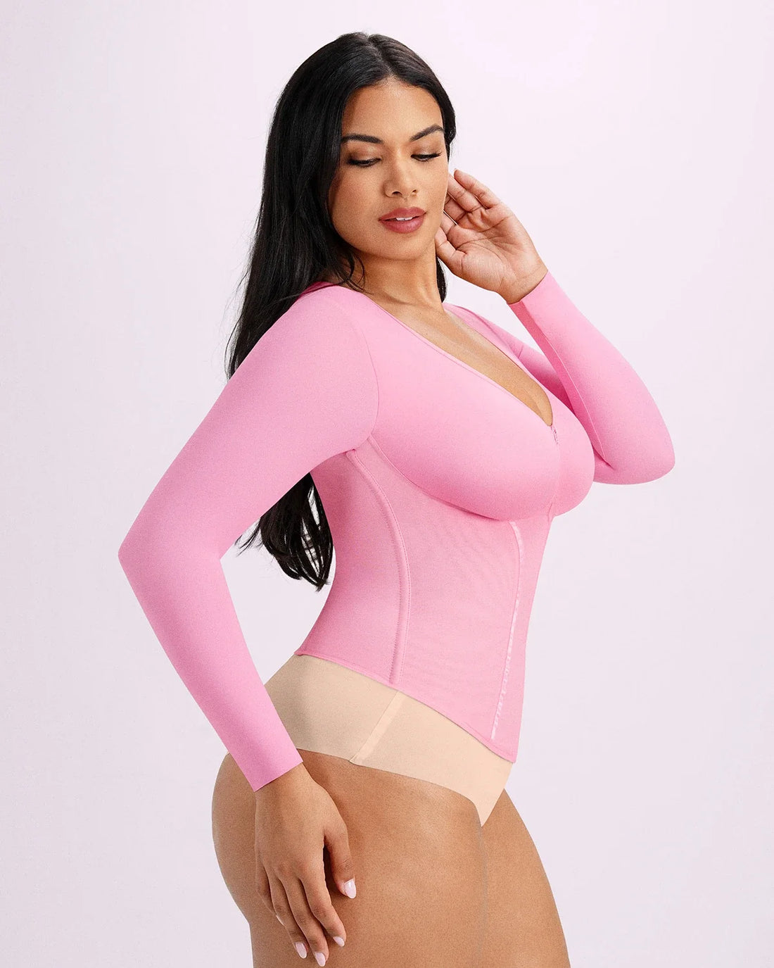 Tummy Control Corset Top - Lavender Pink