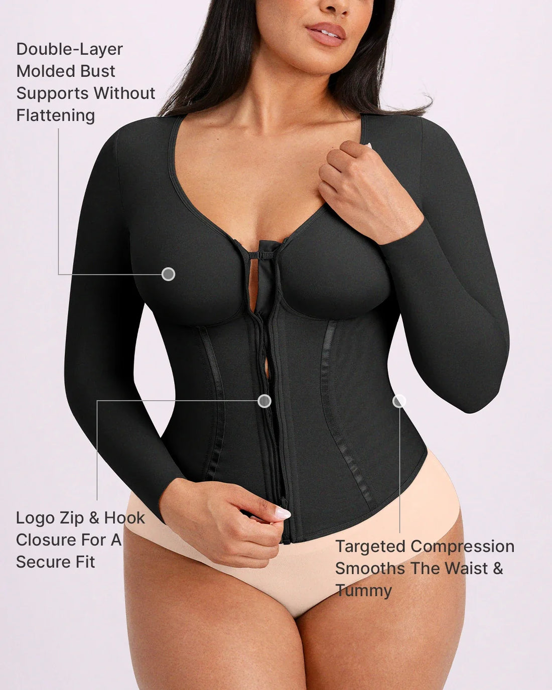 Tummy Control Corset Top - Black