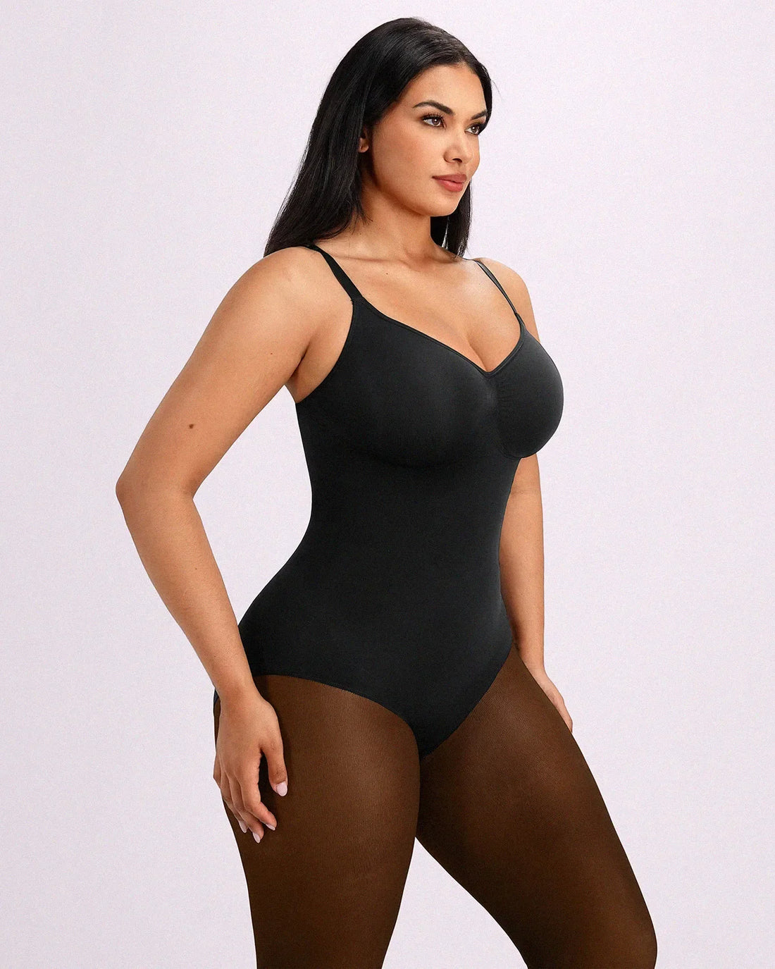 Sheer-Look Thermal Full Body Tights - Black Mocha