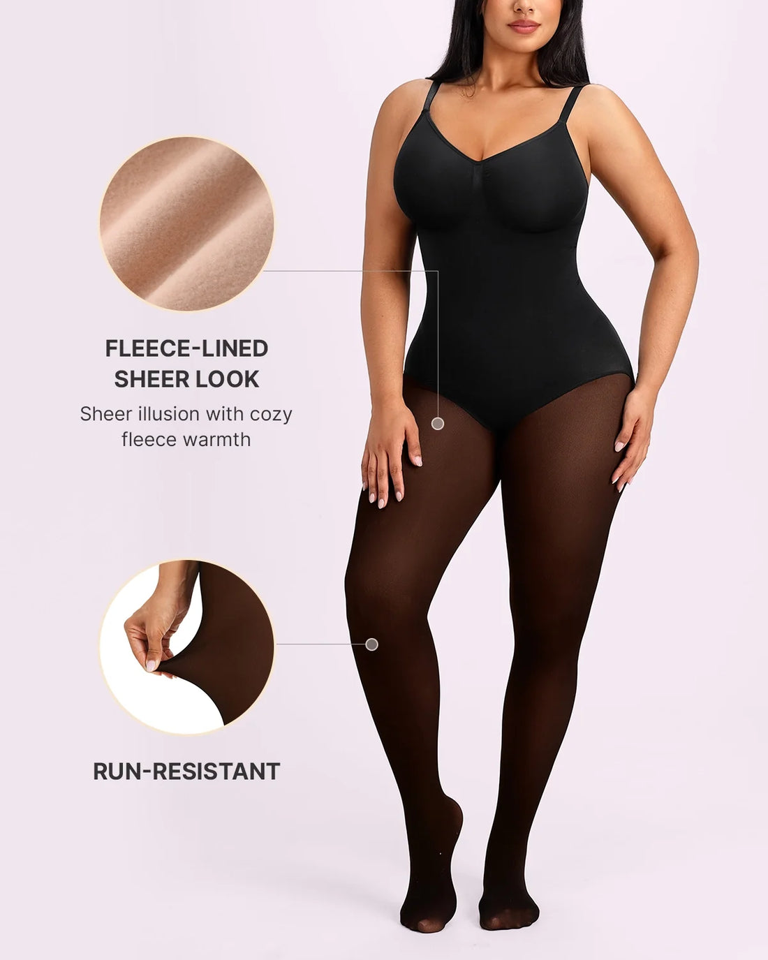 Sheer-Look Thermal Full Body Tights - Black Espresso