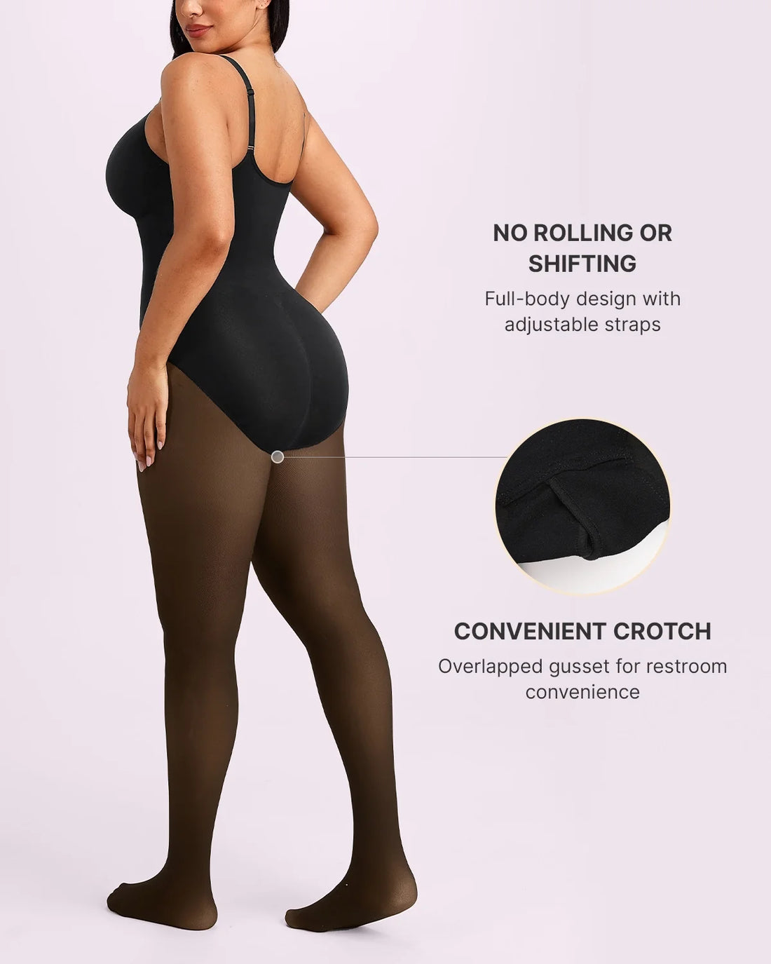 Sheer-Look Thermal Full Body Tights - Black Nude