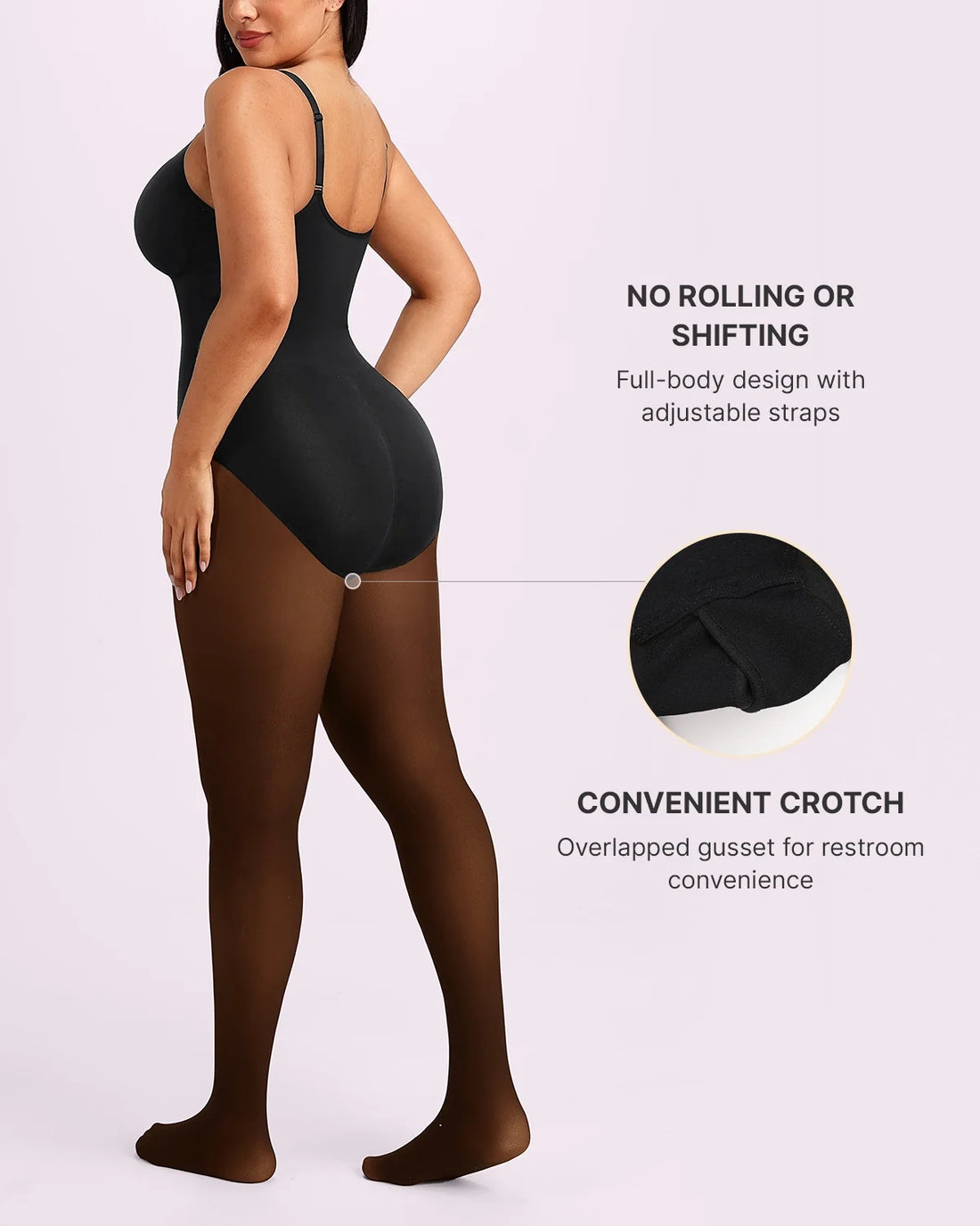 Sheer-Look Thermal Full Body Tights - Black Mocha