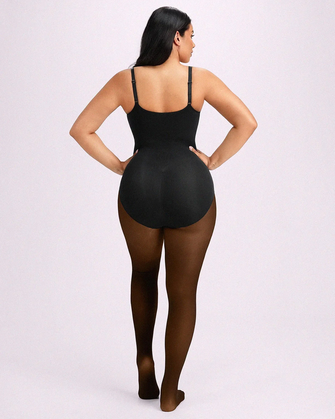 Sheer-Look Thermal Full Body Tights - Black Mocha